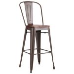 Ozzy (Ози) стул барный высокий в стиле Лофт с деревянным сидением