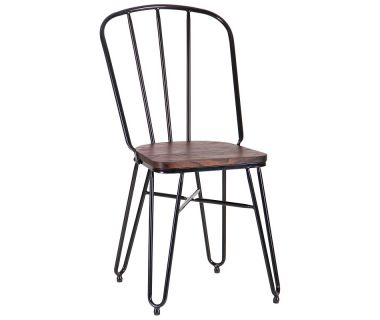Стильный стул лофт Clapton (Клептон), металлический с деревянным сидением, черный