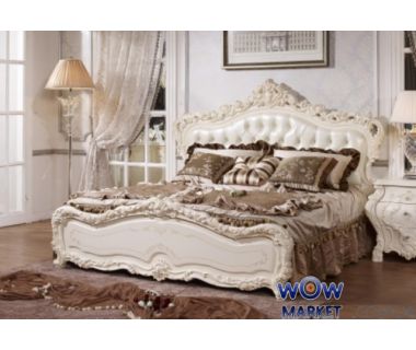 Кровать двуспальная Венеция 180х200см с эко кожей белый Акорд