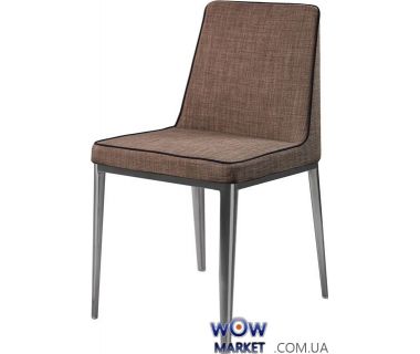 Мягкий стул из ткани Gentelman (Джентельмен) пепельно-коричневый с хромированными ножками