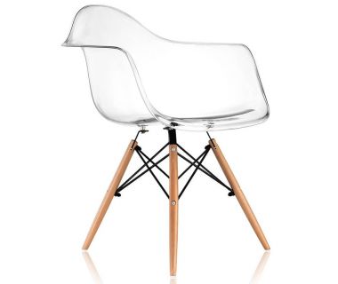 Кресло Eames DAW Chair прозрачное ножки деревянные