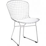 Стул Bertoia Chair хром с белой подушкой