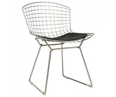 Стул Bertoia Chair хром с черной подушкой