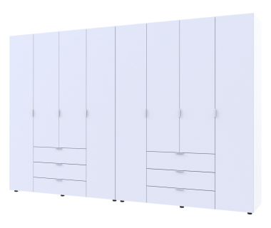 Распашной шкаф для одежды Гелар комплект Doros цвет Белый 4+4 двери ДСП 310х49,5х203,4 (42002121)