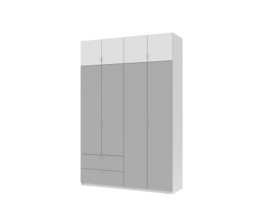 Распашной шкаф для одежды Лукас Белый/Белый/Серый 180х50х240 (44900194)