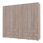 Распашной шкаф для одежды Гелар комплект Doros цвет Сонома 3+3 двери ДСП 232,4х49,5х203,4 (42002125)