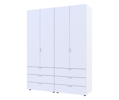Распашной шкаф для одежды Гелар комплект Doros цвет Белый 2+2 двери ДСП 155х49,5х203,4 (42002117)