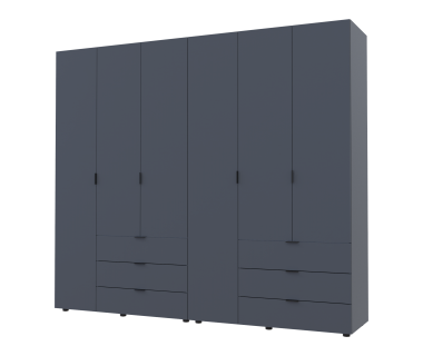 Распашной шкаф для одежды Гелар комплект Doros цвет Графит 3+3 двери ДСП 232,4х49,5х203,4 (42002126)