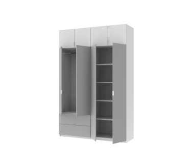 Распашной шкаф для одежды Лукас Белый/Белый/Серый 180х50х240 (44900192) 160