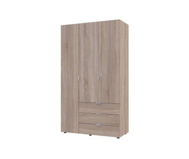 Распашной шкаф для одежды Гелар Doros цвет Дуб сонома 3 двери ДСП 116,2х49,5х203,4 (80397559)