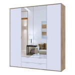 Распашной шкаф для одежды Hugo Doros цвет Тахо / Белый 2 двери ДСП / 2 двери Зеркала 200х52х219 (44900099)