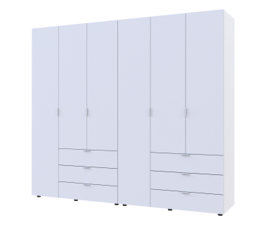 Распашной шкаф для одежды Гелар комплект Doros цвет Белый 3+3 двери ДСП 232,4х49,5х203,4 (42002119)