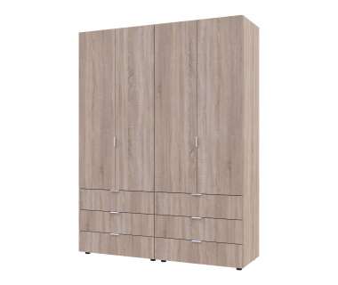 Распашной шкаф для одежды Гелар комплект Doros цвет Сонома 2+2 двери ДСП 155х49,5х203,4 (42002123)