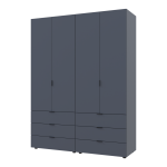 Распашной шкаф для одежды Гелар комплект Doros цвет Графит 2+2 двери ДСП 155х49,5х203,4 (42002131)