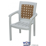 Кресло пластиковое Хризантема СТ011 белое с бежевой вставкой 1544