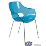 Кресло Opal 2458 ножки хром прозрачно-синий 40 Papatya (Турция)