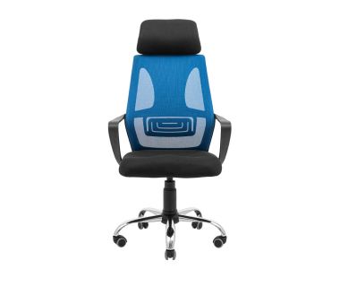 Кресло компьютерное Профи – Хром – Сетка черная + синяя