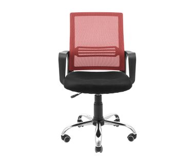 Кресло компьютерное Джина – Хром – Сетка черная + красная