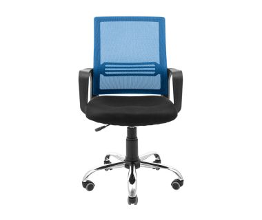 Кресло компьютерное Джина – Хром – Сетка черная + синяя