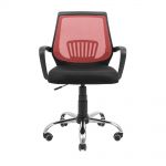 Кресло компьютерное Стар – Хром – Сетка черная + красная