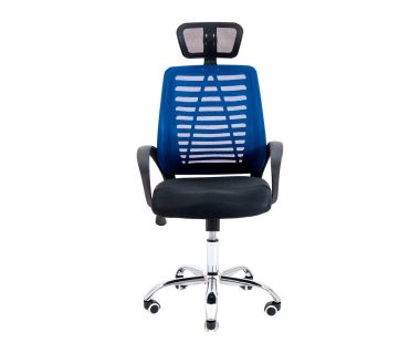 Кресло компьютерное Бласт – Хром – Сетка черная + синяя