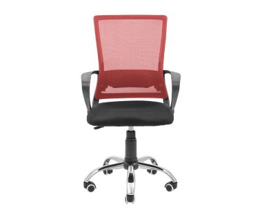 Кресло компьютерное Робин – Хром – Сетка черная + красная