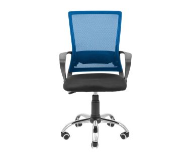 Кресло компьютерное Робин – Хром – Сетка черная + синяя