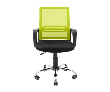 Кресло компьютерное Джина – Хром – Сетка черная + зеленая