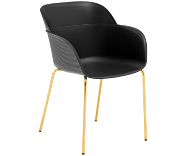 Кресло Tilia Shell-MG ножки металлические золото, сидение черное
