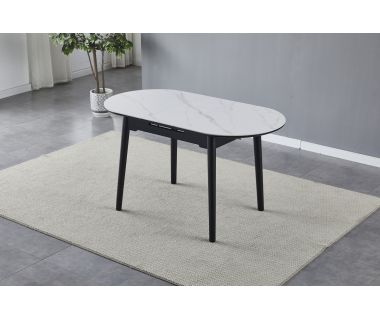 Керамический стол TM-85 белый мрамор + черный