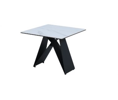 Кофейный стол "Бруно" белый мрамор + черный