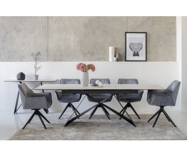 Керамический стол Бруно TML-880 белый мрамор + черный
