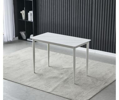 Обеденный керамический стол TM-110 белый мрамор + белый
