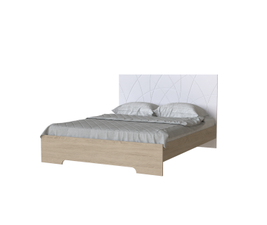 Кровать 1,6 Loretto с деревянным вкладом Art In Head дуб Сонома + белый супермат